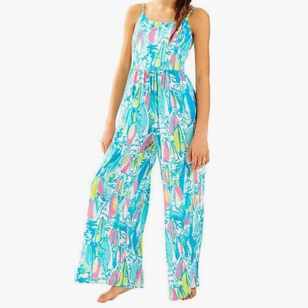 Lilly Pulitzer Beach and Bae Rosina Jumpsuit Size 6/7 100% Cotton Nautical